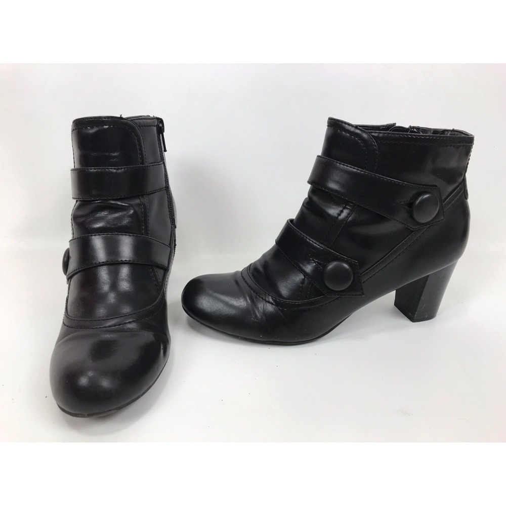 Naturalizer Ankle‎ Boots Marloe Black Zip High Heel Womens Size 8M Shoes Vegan